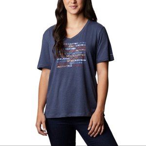 Columbia Piney Ridge SS Relaxed T-Shirt National Parks S NWT Blue Heather